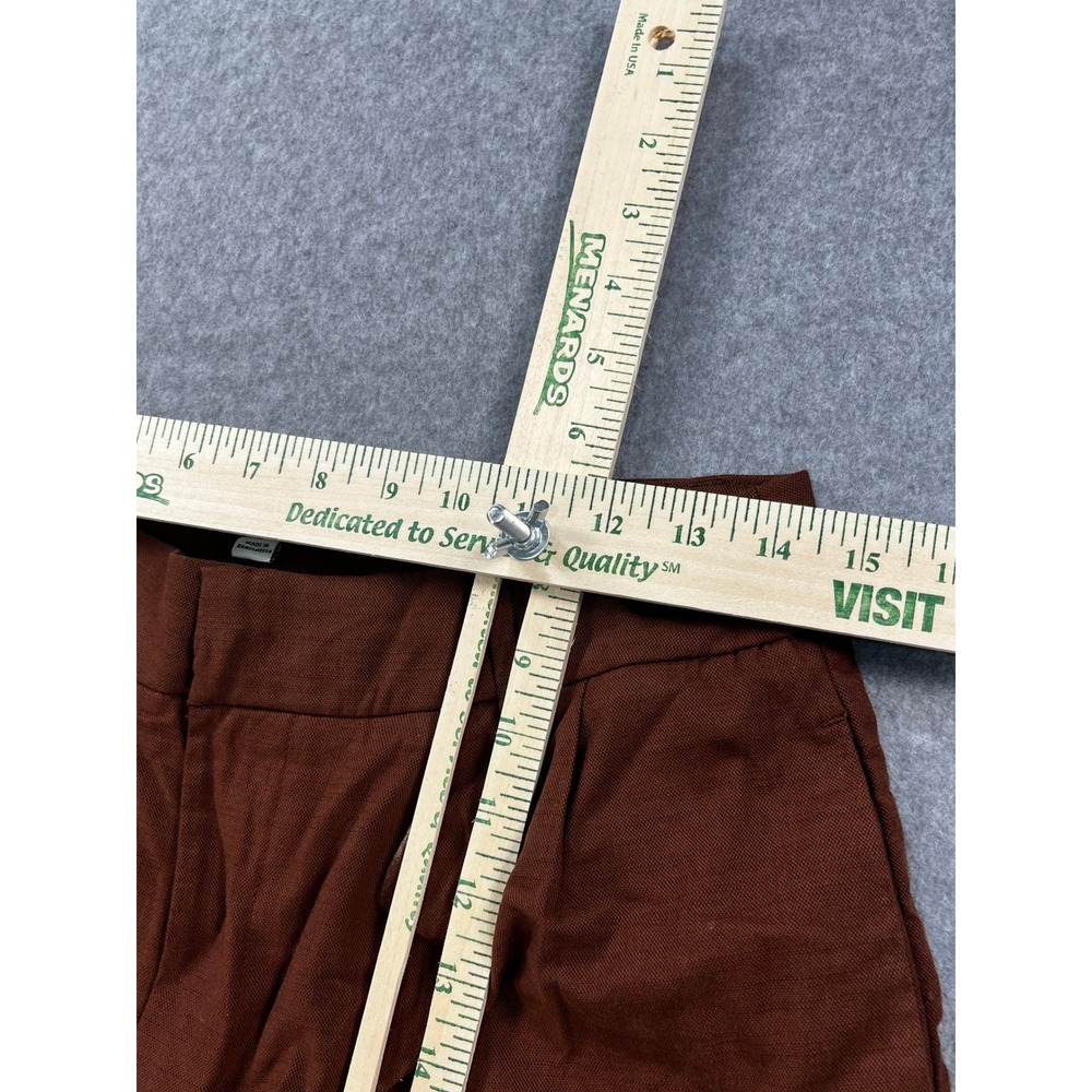 A New Day Women's Size 8 Rust Brown Pleated Linen Blend Shorts - Picture 6 of 8